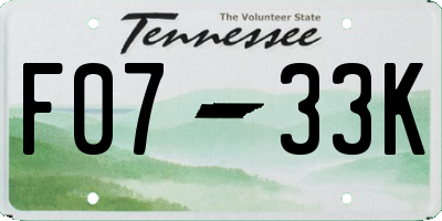 TN license plate F0733K