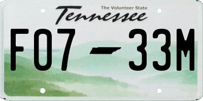 TN license plate F0733M