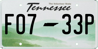 TN license plate F0733P