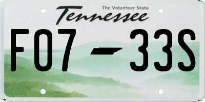 TN license plate F0733S
