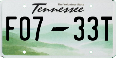 TN license plate F0733T
