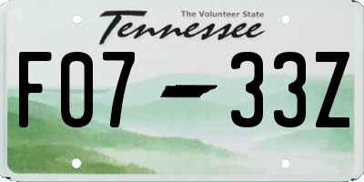 TN license plate F0733Z