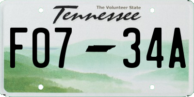 TN license plate F0734A