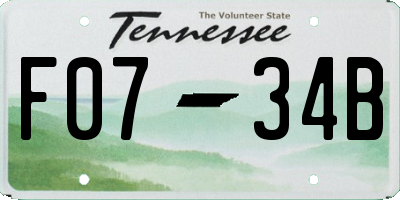 TN license plate F0734B