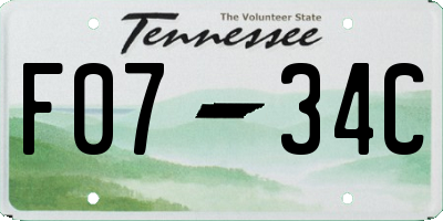 TN license plate F0734C
