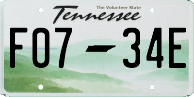 TN license plate F0734E