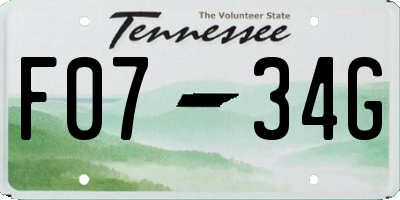 TN license plate F0734G