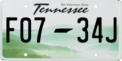 TN license plate F0734J