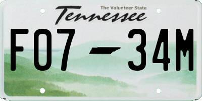 TN license plate F0734M
