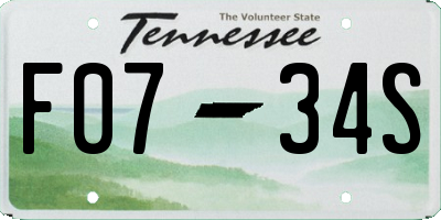 TN license plate F0734S