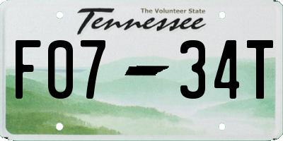 TN license plate F0734T
