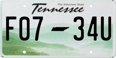 TN license plate F0734U