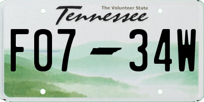 TN license plate F0734W