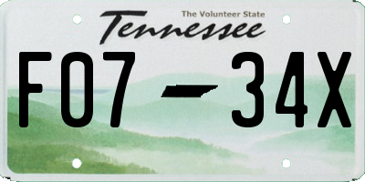 TN license plate F0734X