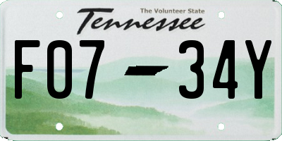 TN license plate F0734Y