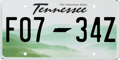 TN license plate F0734Z