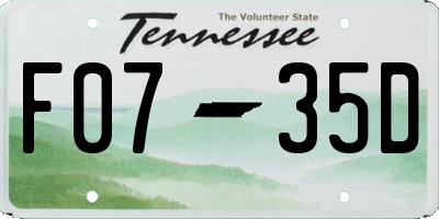 TN license plate F0735D