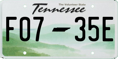 TN license plate F0735E