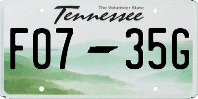 TN license plate F0735G