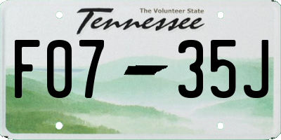 TN license plate F0735J
