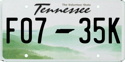 TN license plate F0735K