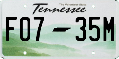 TN license plate F0735M