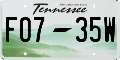 TN license plate F0735W