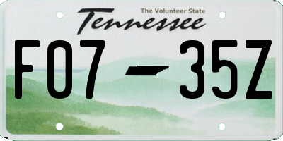 TN license plate F0735Z