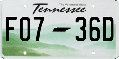 TN license plate F0736D
