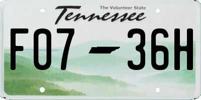TN license plate F0736H