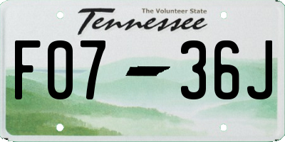 TN license plate F0736J