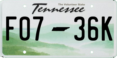 TN license plate F0736K