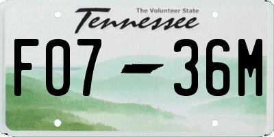 TN license plate F0736M