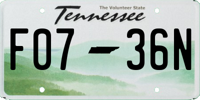 TN license plate F0736N