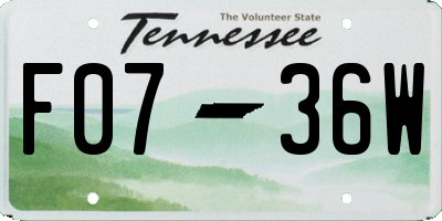 TN license plate F0736W