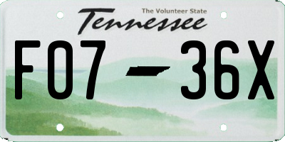 TN license plate F0736X