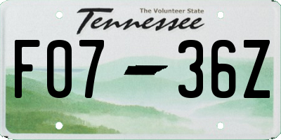 TN license plate F0736Z
