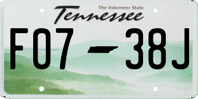 TN license plate F0738J