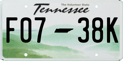 TN license plate F0738K
