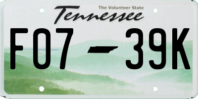 TN license plate F0739K