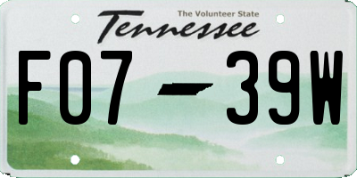 TN license plate F0739W