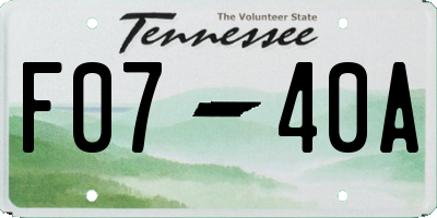 TN license plate F0740A