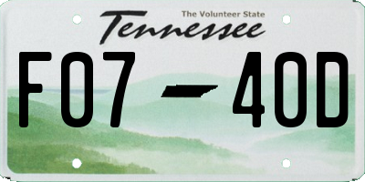 TN license plate F0740D