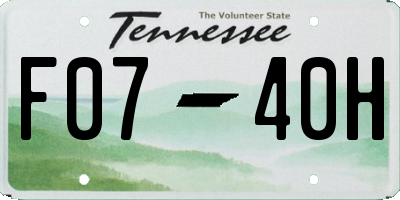 TN license plate F0740H
