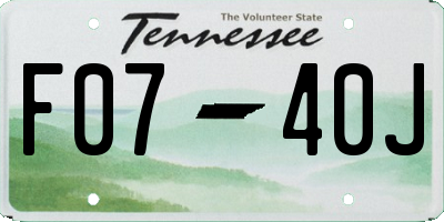 TN license plate F0740J