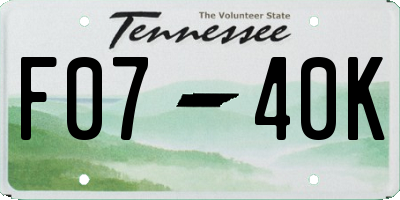 TN license plate F0740K
