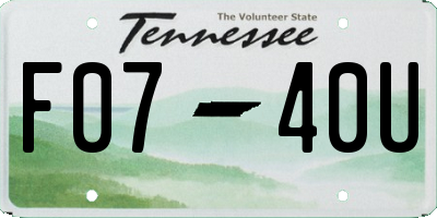 TN license plate F0740U