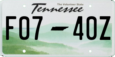 TN license plate F0740Z