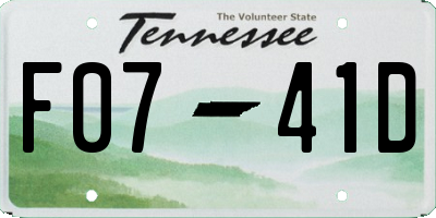TN license plate F0741D