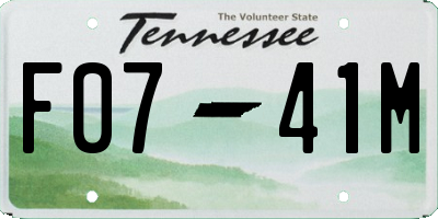 TN license plate F0741M